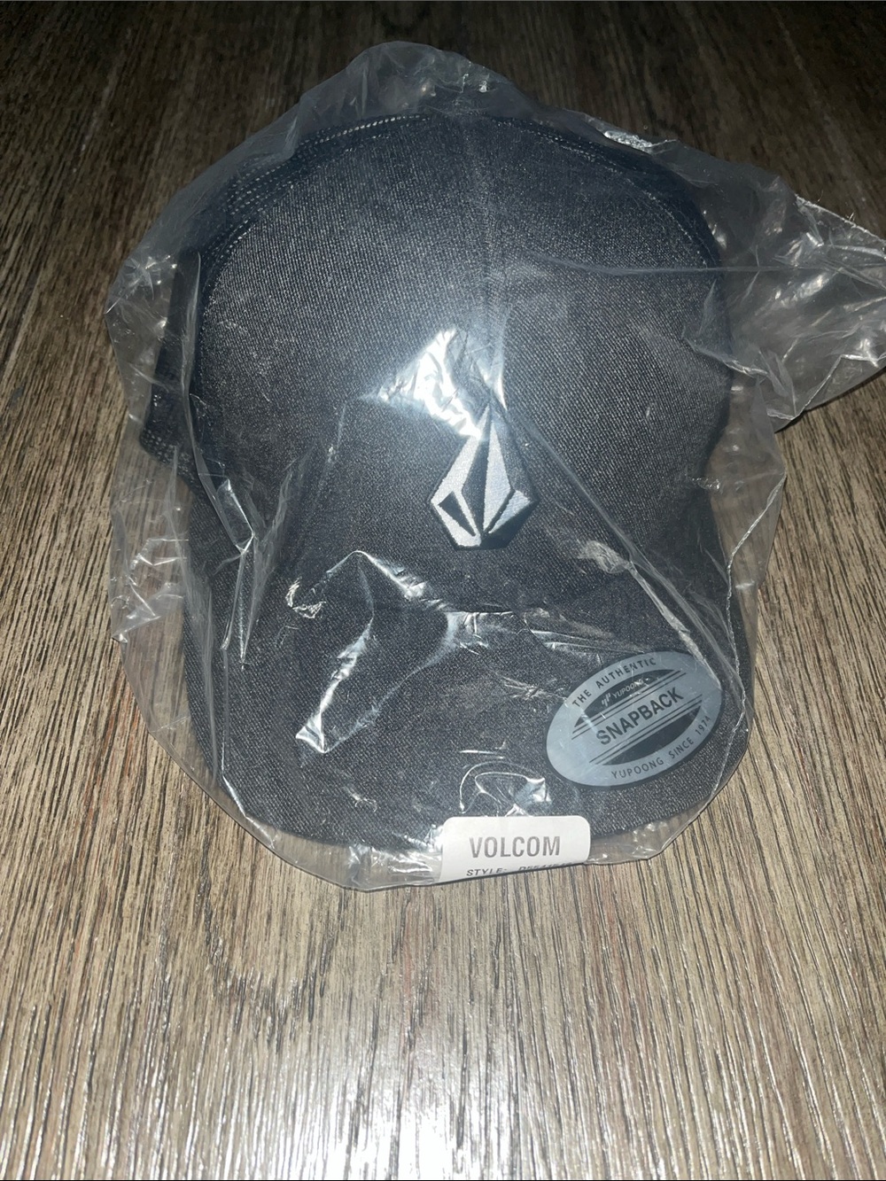 Volcom Black Snapback with White Stone Logo
